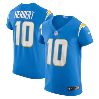 mens nike justin herbert powder blue los angeles chargers vapor elite player jersey